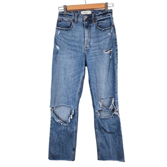 Abercrombie & Fitch Curve Love The Ankle Straight Ultra High Rise Jeans 2/26R - Picture 1 of 7